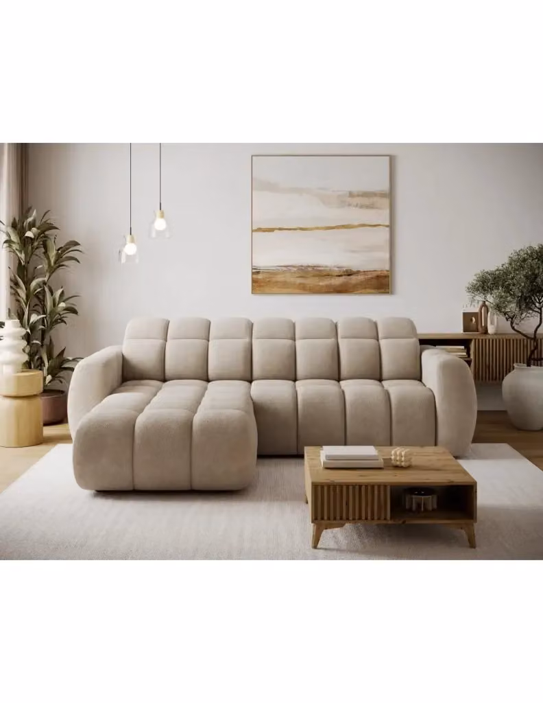 Divano angolare elettrico FANOTI MEUBLORAMA beige a 3 posti con angolo sinistro, dotato di poggiatesta e profondità seduta regolabili – 2