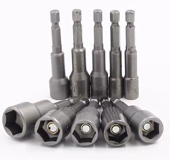 Set di chiavi a bussola metriche da 6-15 mm, 10 pezzi, con magnete e attacco esagonale