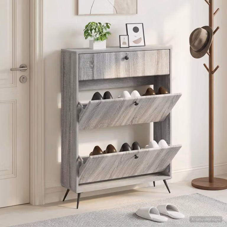 Scarpiera mobile vidaXL BREDA moderna in legno e metallo, L: 78 cm, P: 24 cm, H: 103 cm