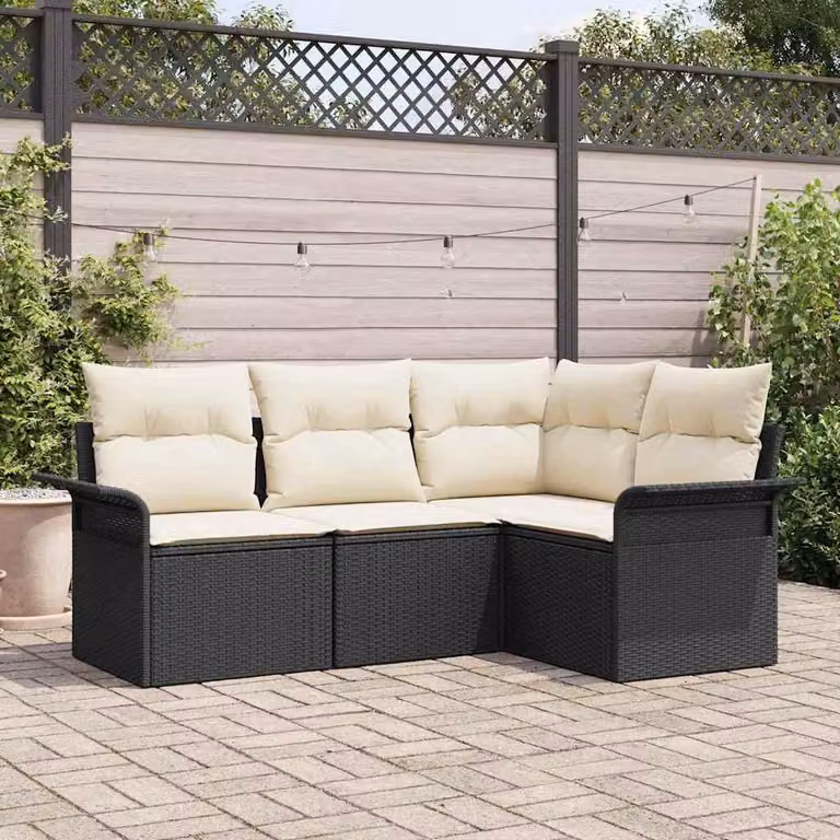 Maison Exclusive - Set Divano da Giardino con cuscino 4 pcs Nero polyrattan