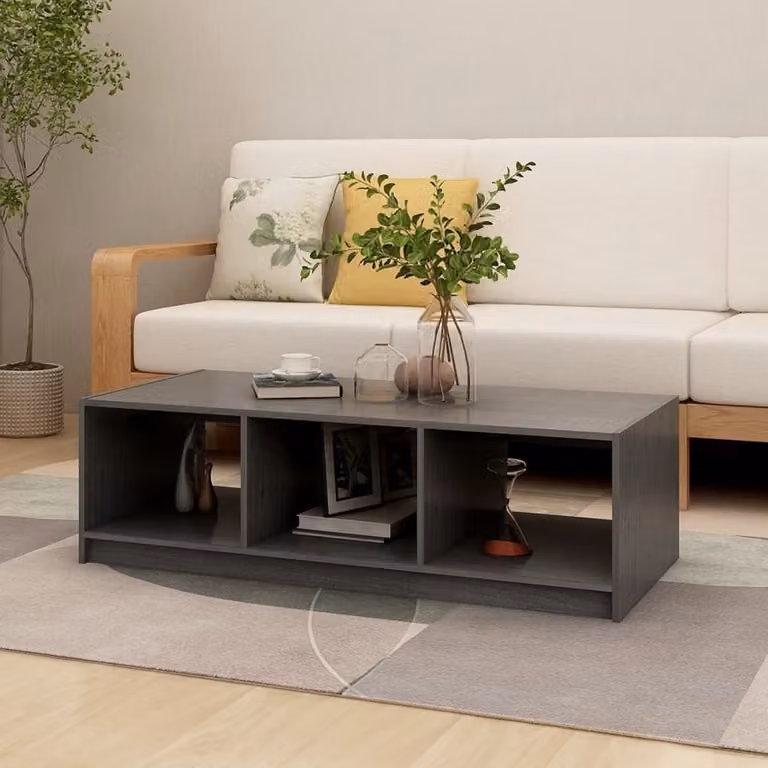 Maison Exclusive - Tavolino da salotto grigio 110x50x34 cm in legno massello di pino