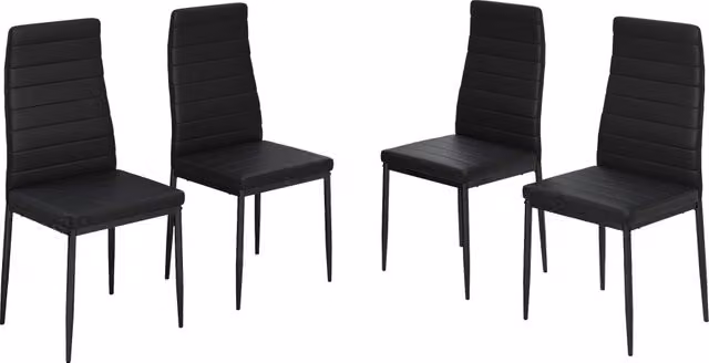 Set di 4 sedie da sala da pranzo Grand Nero Vicco in ecopelle nera con finitura opaca