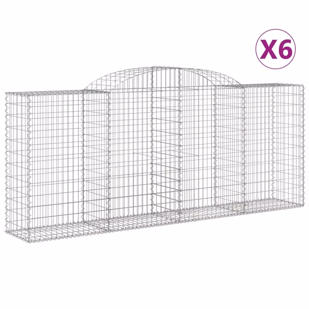Cesti Gabbioni ad Arco 6 pz 300x50x120/140 cm Ferro Zincato