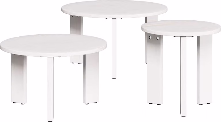 Tavolino da salotto 3 pcs Bianco Legno di pino massello