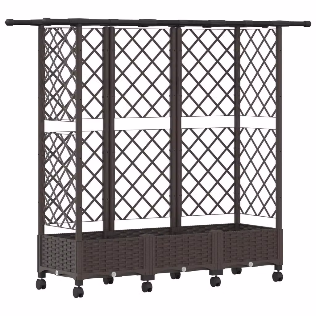 Letto rialzato con griglia e tetto vidaXL marrone in plastica L 164 x P 40 x H 127 cm – 2