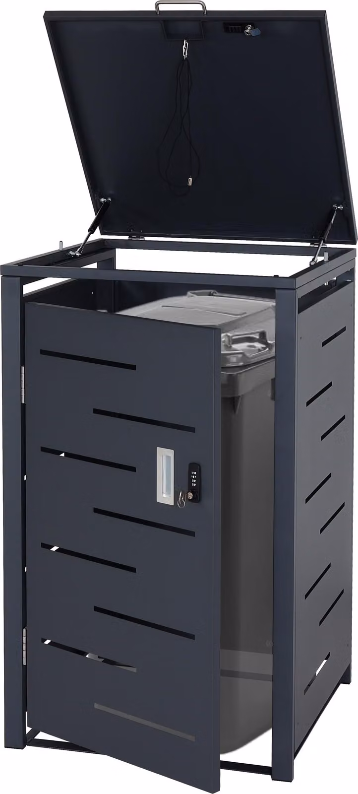 Copertura per bidoni della spazzatura MCW-E83, box per bidoni della spazzatura, espandibile 103x60x62 cm ~ antracite, acciaio 24 kg