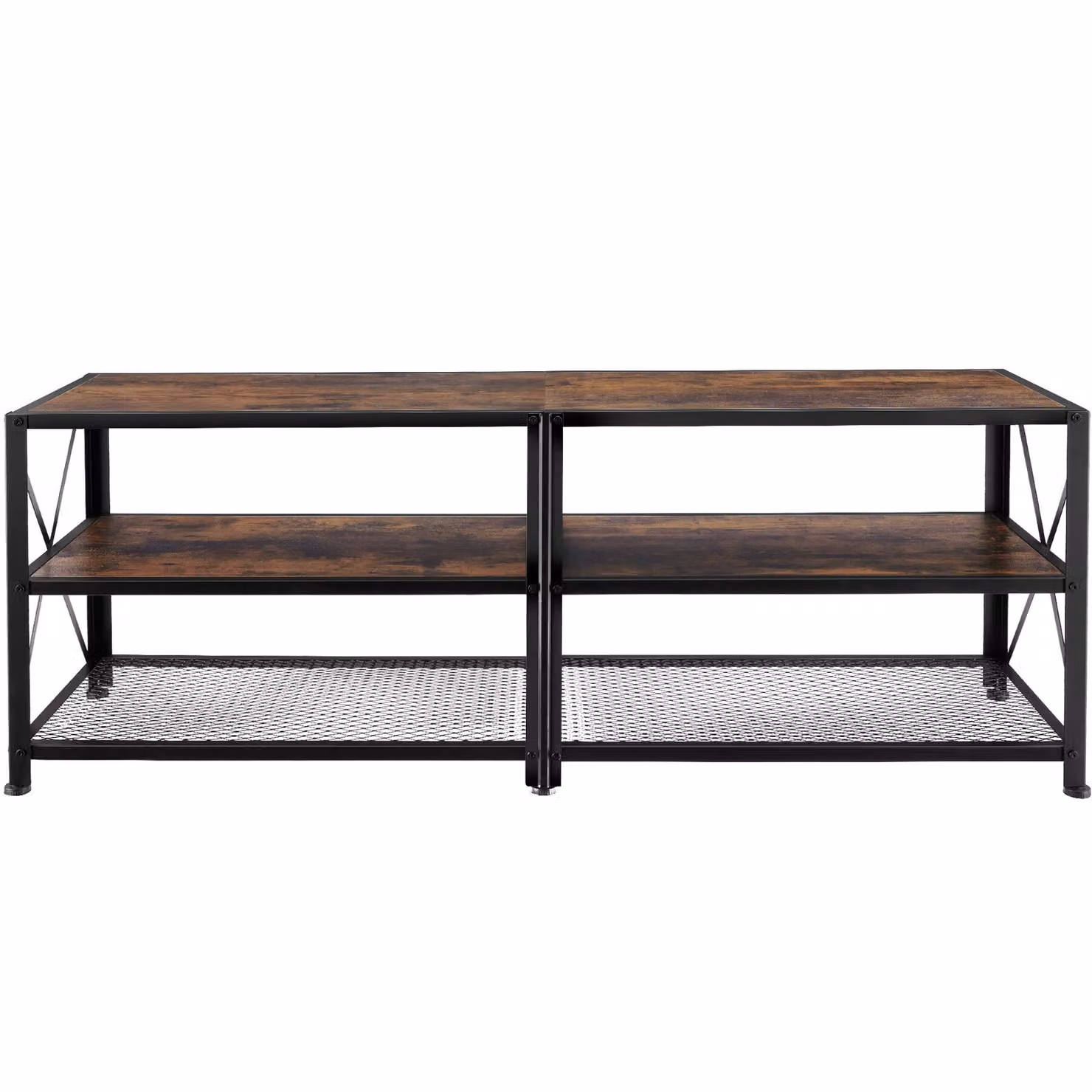 Mobile basso tectake in stile industriale color marrone con finitura opaca, L: 141 cm, P: 41,5 cm, H: 50,5 cm – 4