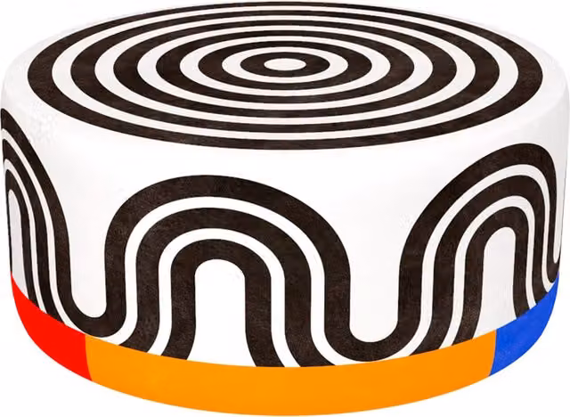 Pouf Qeeboo Spyral L moderno in tessuto bianco con struttura cilindrica
