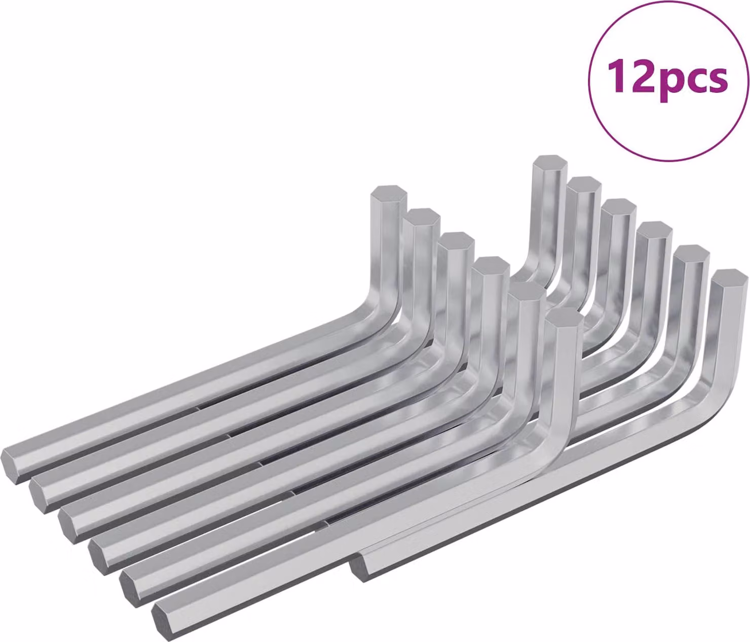 Chiave Esagonale 12 pcs Argento 32 x 86 mm Acciaio