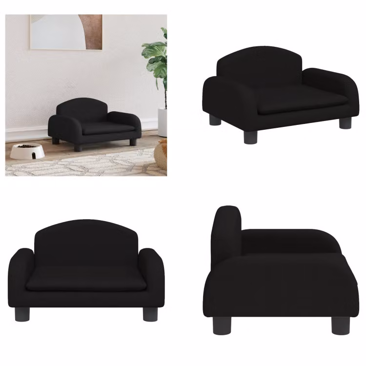 vidaXL Letto per cani nero 50x40x30 cm in tessuto - letto per cani - letti per cani - divano per cani - divano per animali domestici