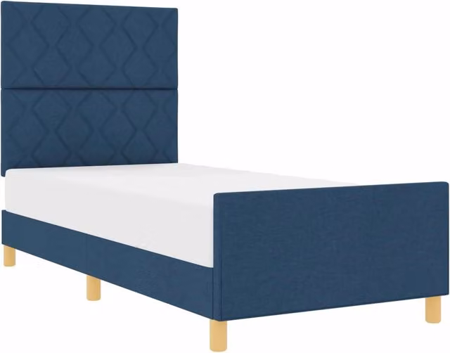 Letto singolo | Letto per adulti | Struttura del letto con testiera Blu 100 x 200 cm Tessuto