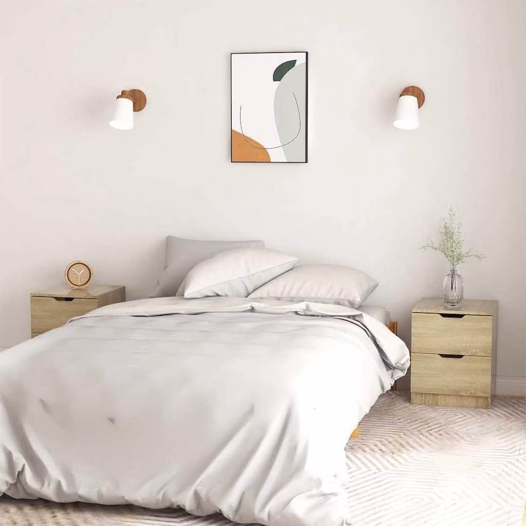 Set di 2 comodini vidaXL in legno multistrato color rovere sonoma, L/P/H: 40 x 40 x 50 cm