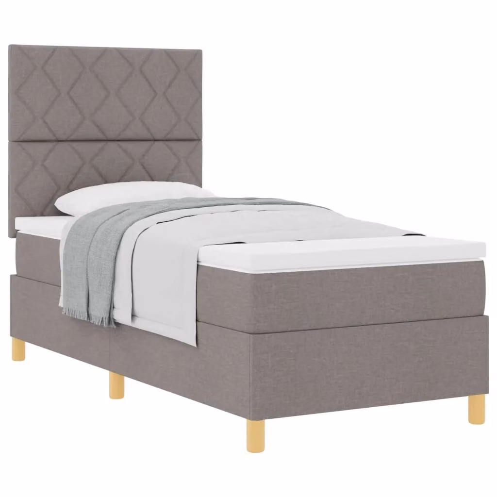 Letto a molle con testiera Talpa vidaXL in tessuto beige o grigio L/P/H: 200 x 100 x 128 cm – 2