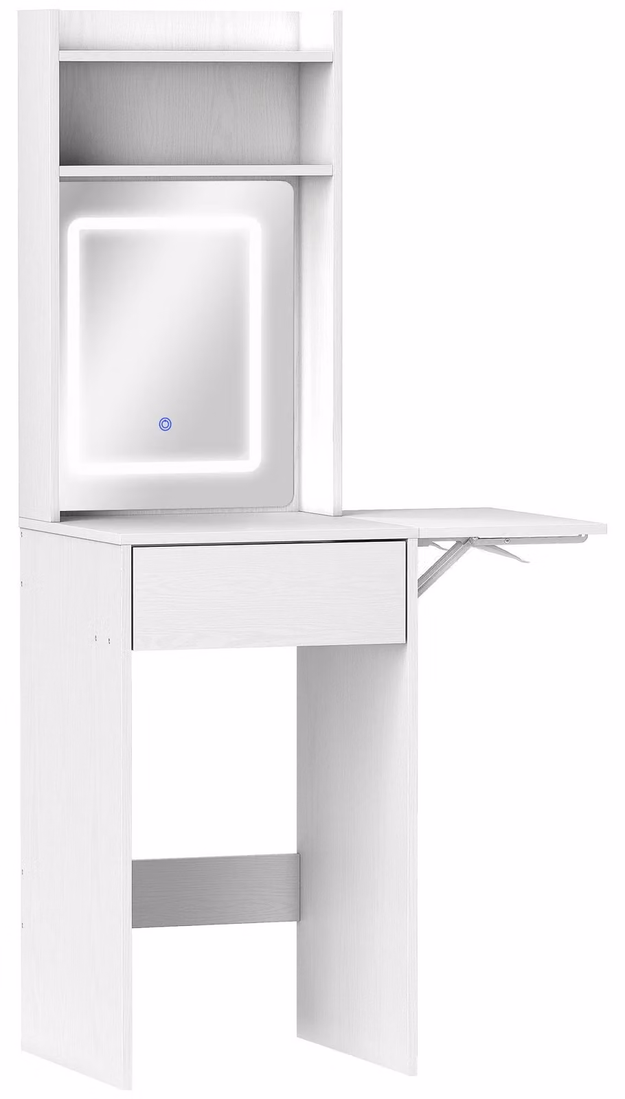 Tavolino da trucco con specchio e illuminazione a LED - bianco - pieghevole e compatto
