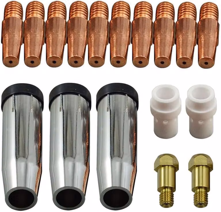 Punte di contatto MIG MAG, modello 36KD, filettatura M8, diametro 1,0 mm, set da 17 pezzi