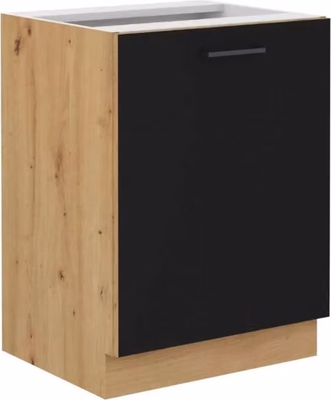 Armadietto inferiore ad anta singola MALILA - larghezza 40 cm, nero / rovere artisan