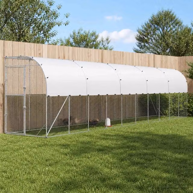 Gabbia per Polli Contro il Muro Argento 600 x 150 x 215 cm 3434709
