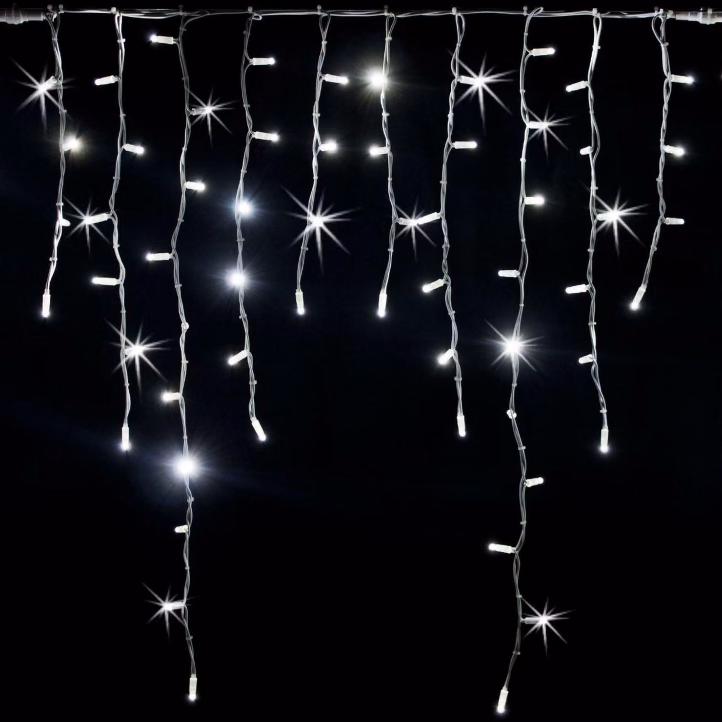 Lampada a LED a stalattiti Xmas King 3x1 m, 180 LED MAXI, collegabile, PROFI 230 V, per esterni, ghiaccioli bianco freddo