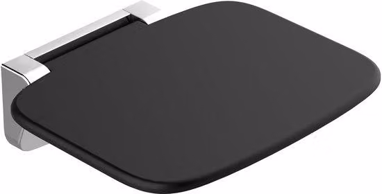 Sedia da doccia pieghevole ergonomica da fissare a parete, colore nero, realizzata in ABS, con capacità di carico fino a 160 kg
