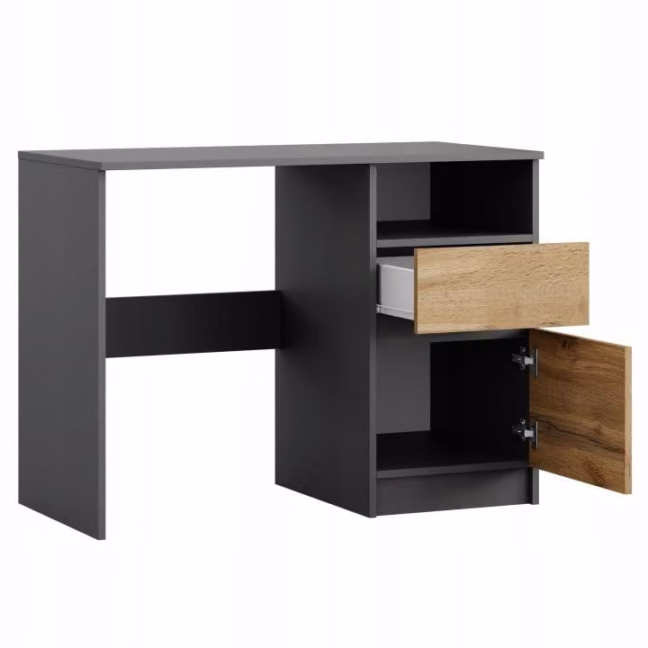 Scrivania compatta 100x50 cm | Scrivania moderna per computer e ufficio | Scrivania per PC per l'home office e la camera dei ragazzi | Grande, rovere Wotan / antracite