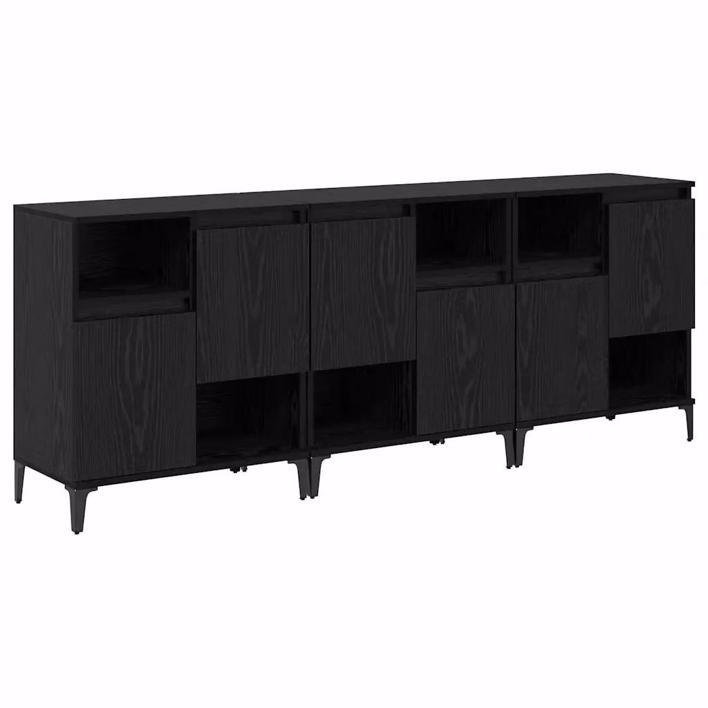 Set di 3 sideboard moderni vidaXL in rovere nero, L/P/H: 60 x 35 x 70 cm – 2