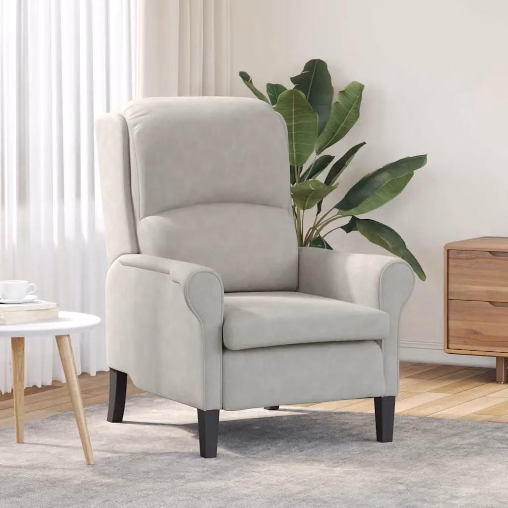 Poltrona moderna vidaXL in microfibra grigio chiaro con braccioli L/P/H: 76 x 94 x 102 cm