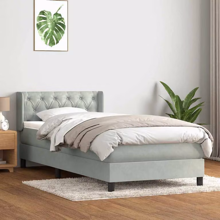 Maison Exclusive - Giroletto a Molle con Materasso Grigio Chiaro 80x210 cm Velluto