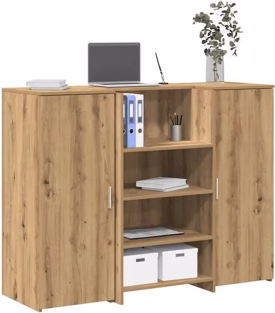 Banco Reception Moderno vidaXL in Rovere Marrone con Finitura Opaca L/P/H: 135 x 50 x 103,5 cm