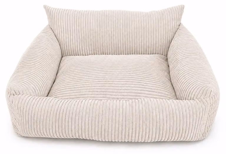 PURRE, divano per cani, cuccia per cani, tessuto cord, visco, color vaniglia chiaro, taglia L