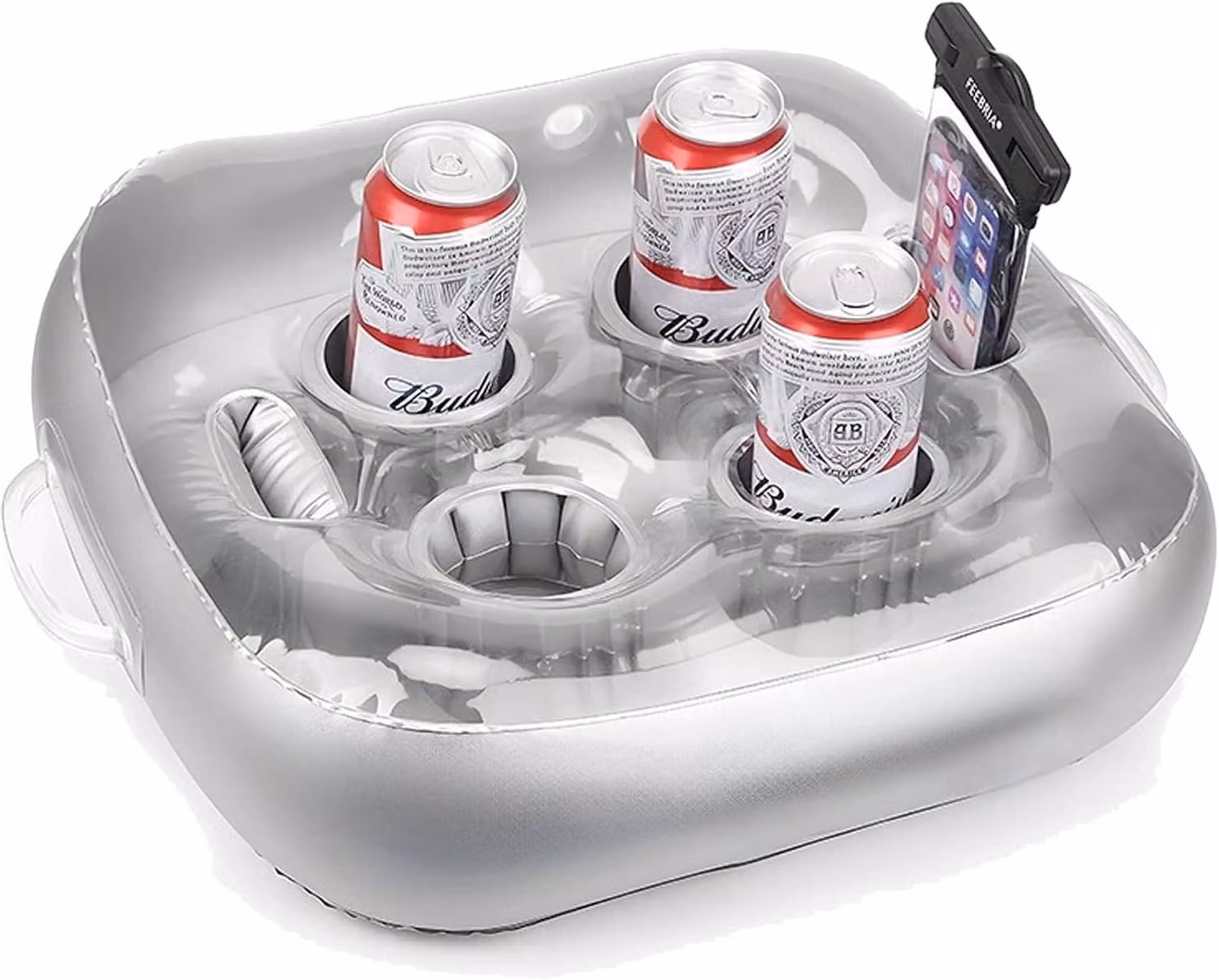 Portabicchieri galleggiante gonfiabile quadrato con 6 scomparti, accessorio per piscina, 1 pezzo, per la piscina