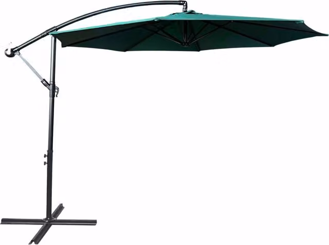 Ombrellone da giardino a braccio ASTER con protezione UV in colore verde o beige, struttura in acciaio, L/P/H: 300 x 300 x 245 cm