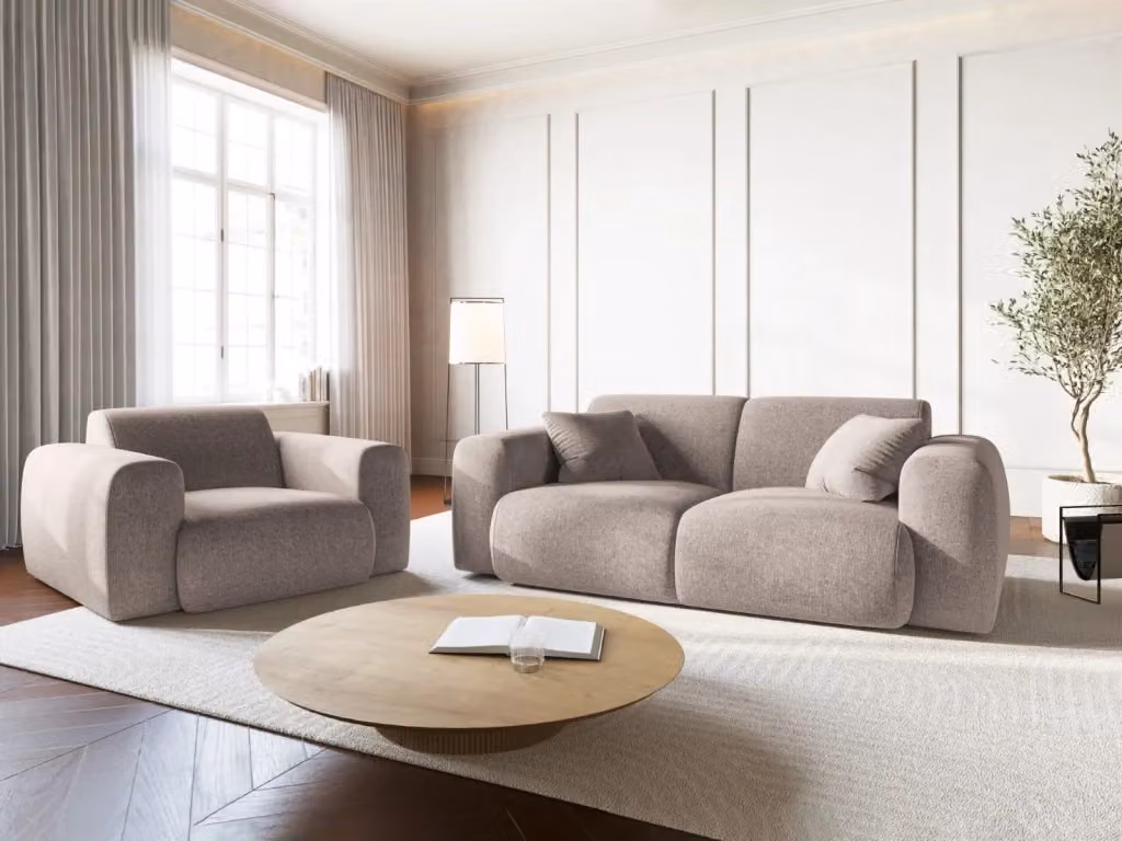 Divano 2 posti Nolio Cosmopolitan Design in ciniglia beige per il tuo living room – 2