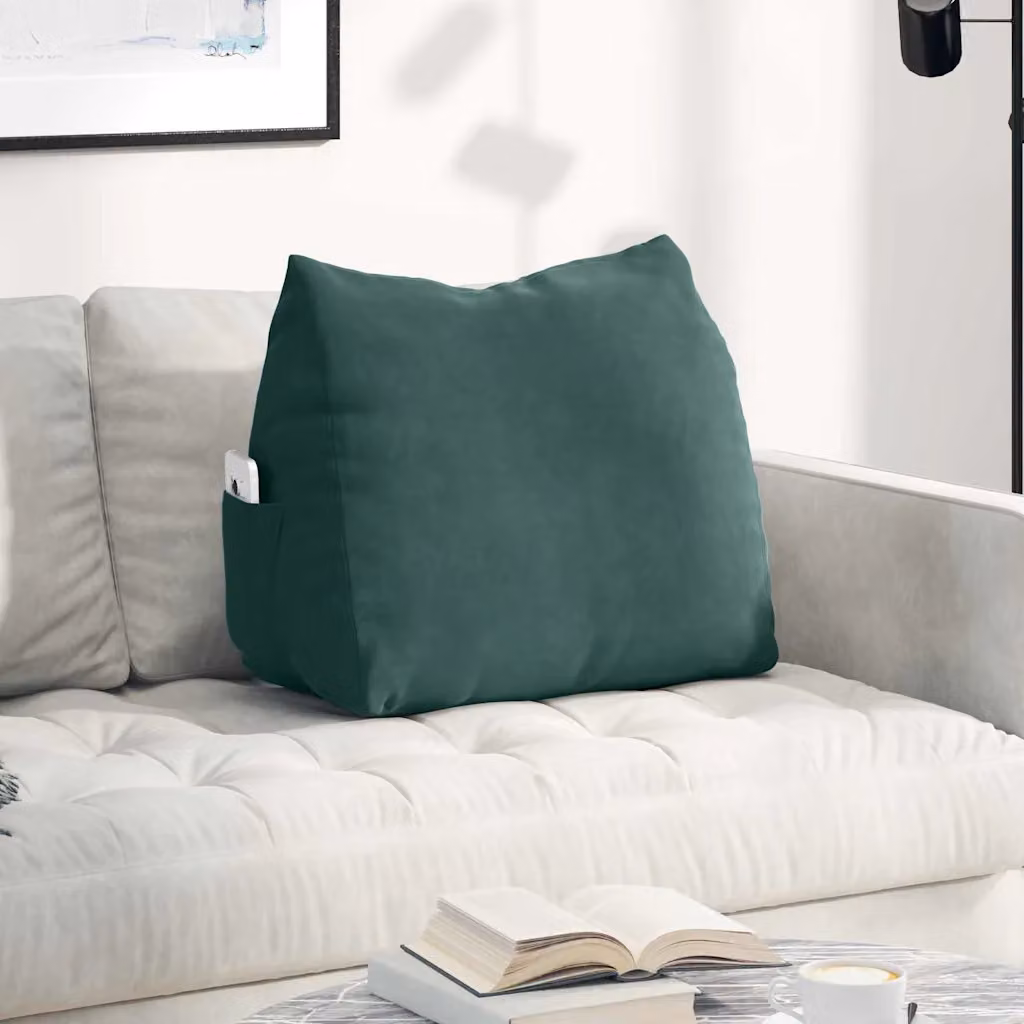 vidaXL Cuscino a Cuneo per Schiena in Velluto a Costine Verde, con Rivestimento Rimovibile, L 60 x P 20 x H 50 cm