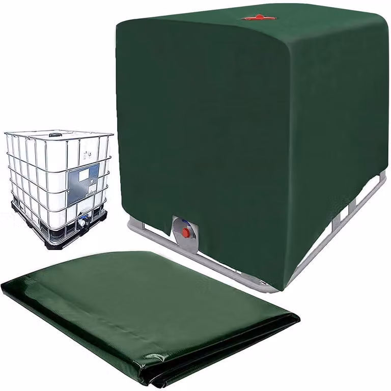 Copertura verde per serbatoio IBC, adatta a serbatoi d'acqua da 1000 litri, dimensioni 120x100x116 cm, realizzata in tessuto Oxford HDPE