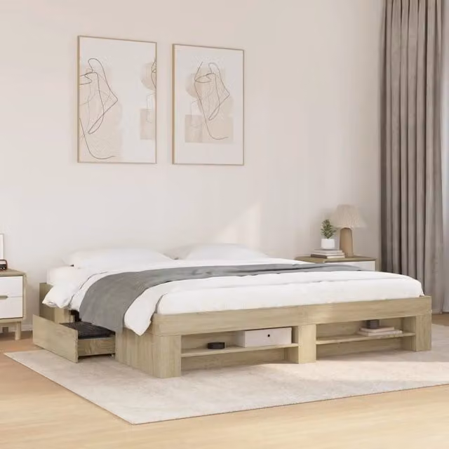 Giroletto senza Materasso Rovere Sonoma 200x200cm in Truciolato 3295445