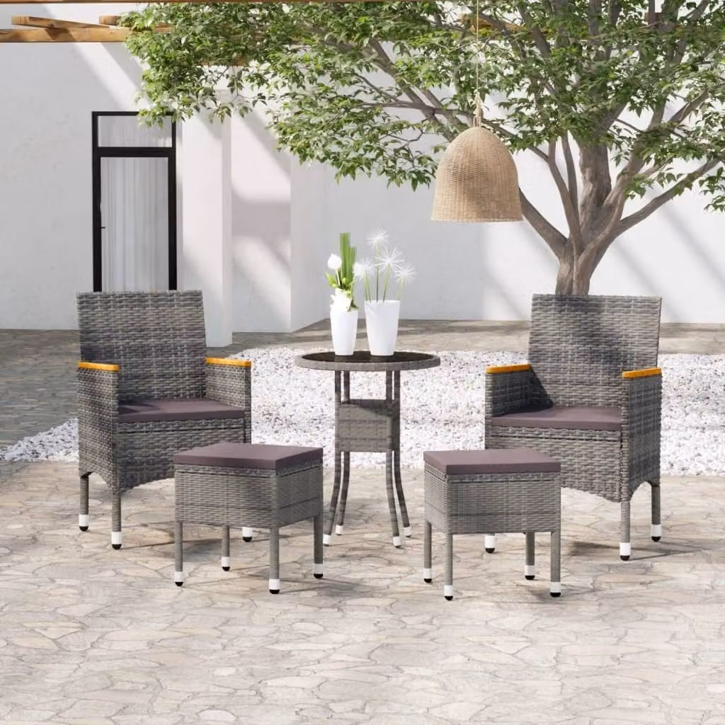 Maison Exclusive - Set da giardino da 5 pezzi in polyrattan grigio