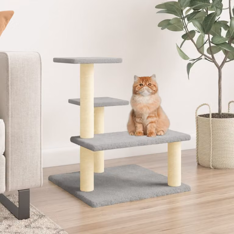 vidaXL Albero per Gatti con Tiragraffi in Sisal Grigio Altezza: 61 cm