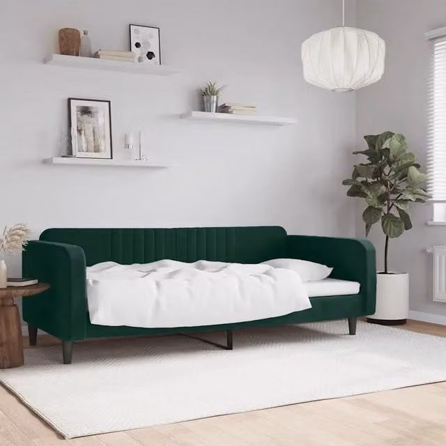 Letto da giorno verde vidaXL con struttura imbottita e design moderno