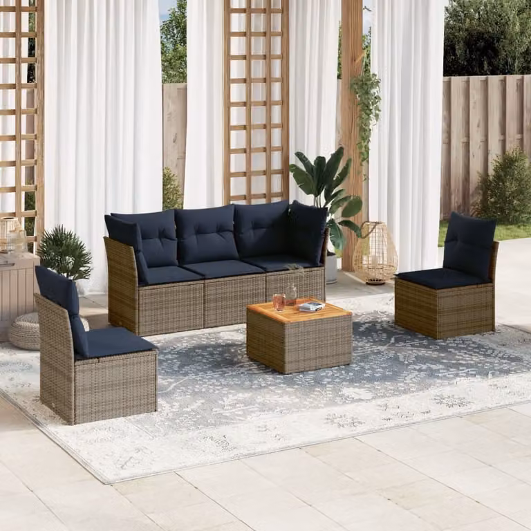 Maison Exclusive - Set Divani da Giardino 6 pz con Cuscini Grigio in Polyrattan