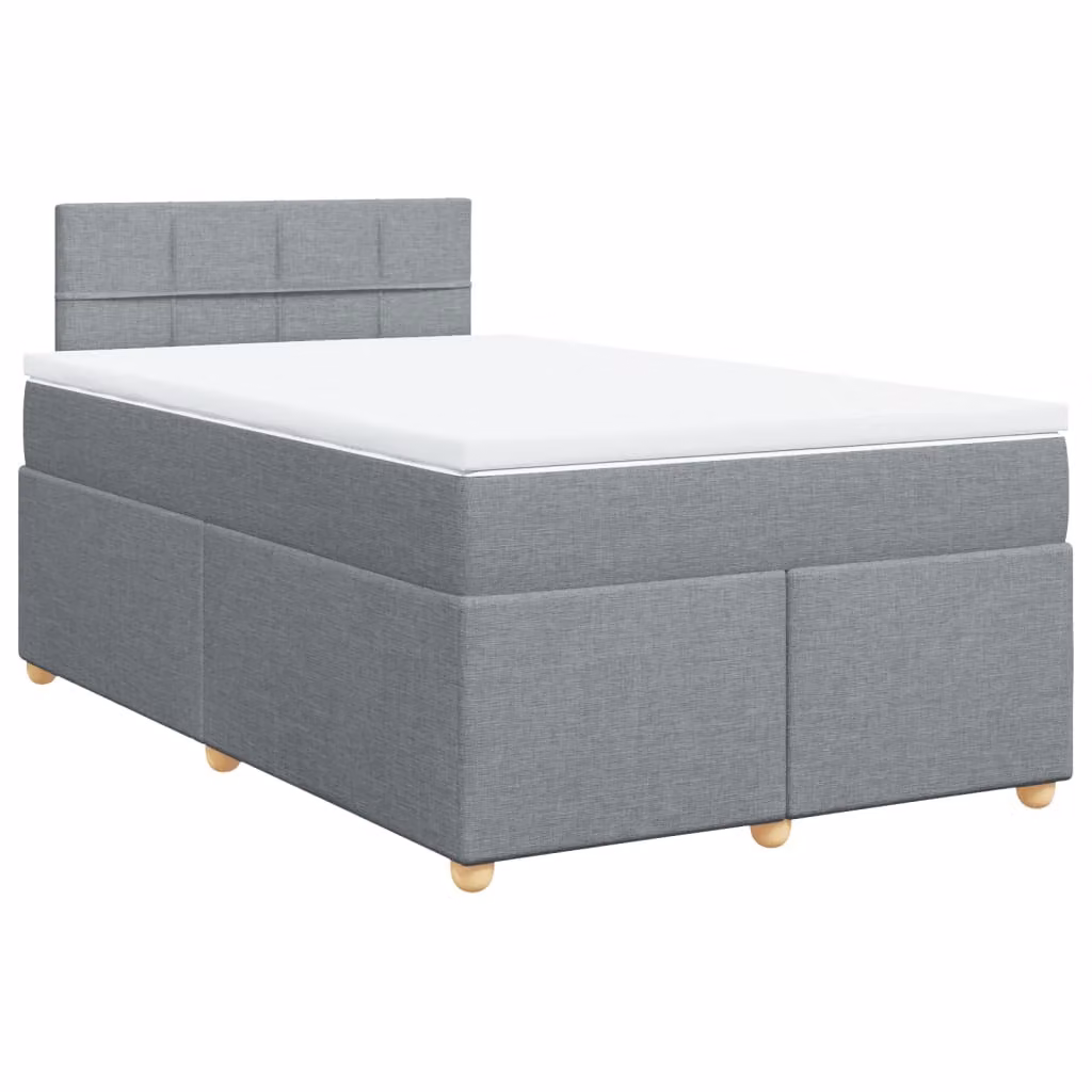 Giroletto a Molle con Materasso Grigio Chiaro 120x190cm Tessuto