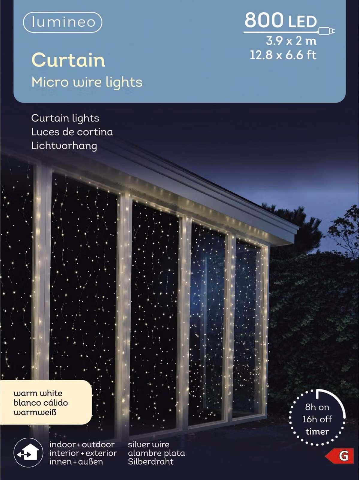 Lumineo tenda luminosa LAMPADE TENSIONE 800 LED 3,9x2 m bianco caldo, trasparente.