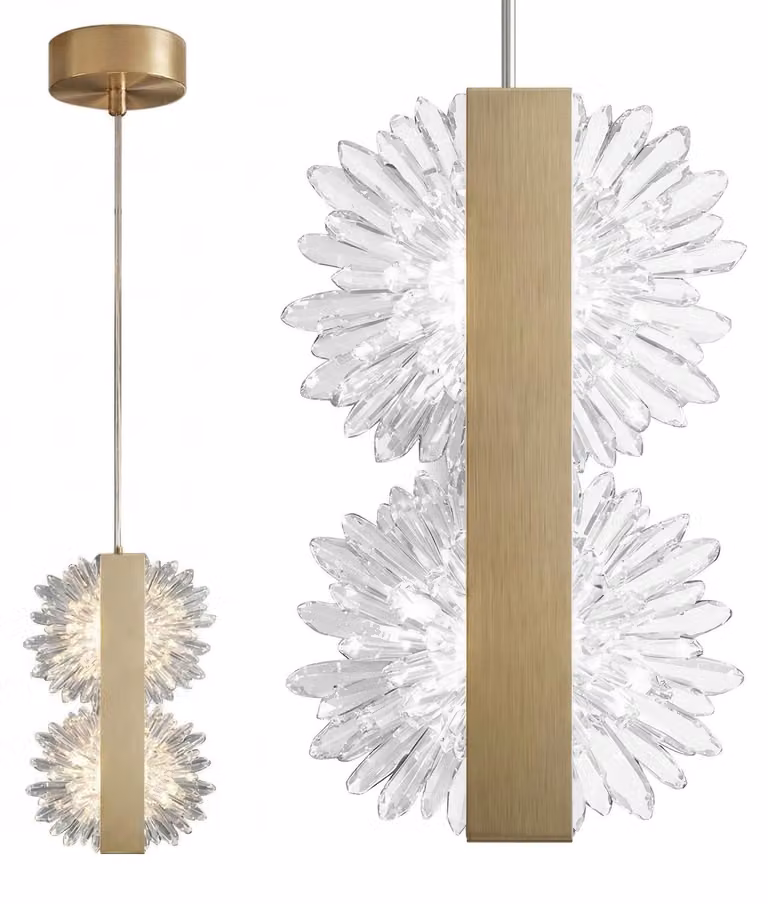 Lampada Rea G148-2Cp Led Oro Spazzolato, Trasparente