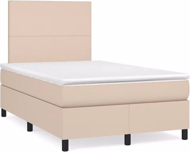 Letto con giroletto a molle e illuminazione LED vidaXL in similpelle color cappuccino L/P: 120 x 200 cm