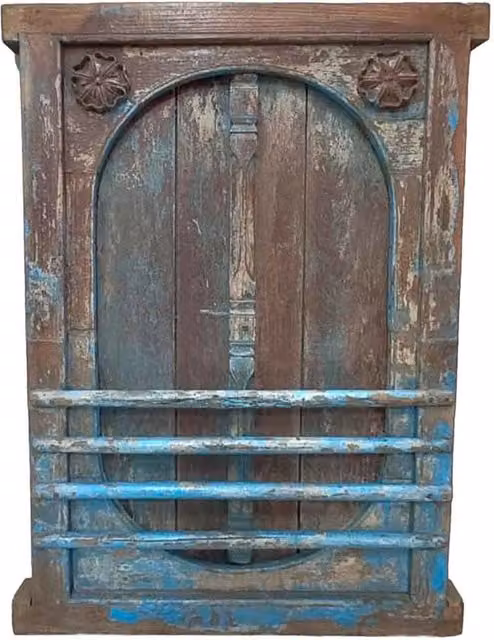 Finestra in legno e metallo WANDERLUST DECO stile ethnic colore marrone e blu L: 90 cm, P: 11 cm, H: 131 cm