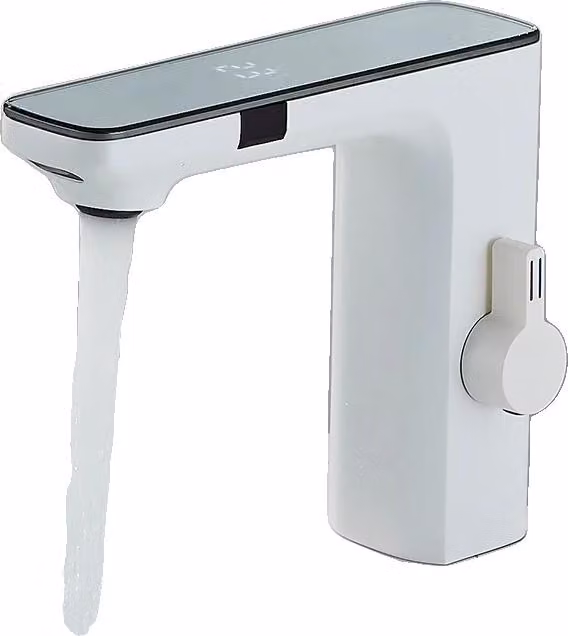 Rubinetto da lavabo, Comando intelligente a sensore, Struttura robusta, Rubinetto da lavabo bianco