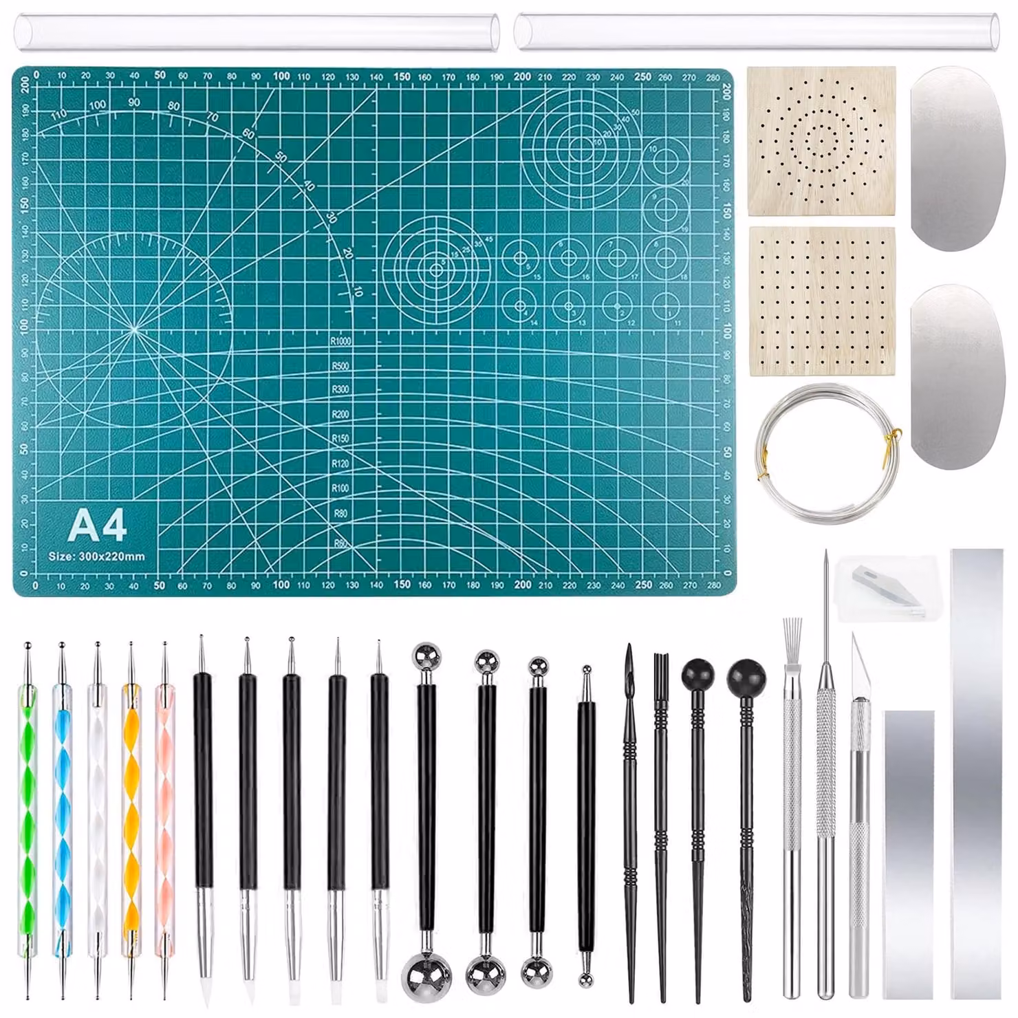 Omgoods - Set di strumenti per la pasta di polimero, 42 pezzi, ideale per arte e artigianato