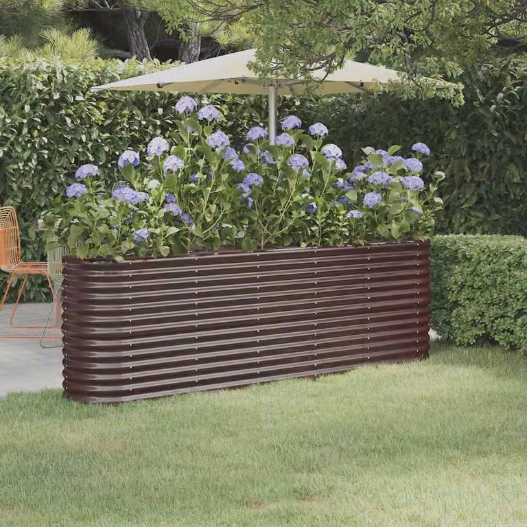 Letto rialzato da giardino vidaXL in acciaio zincato marrone L: 224 cm, P: 40 cm, H: 68 cm