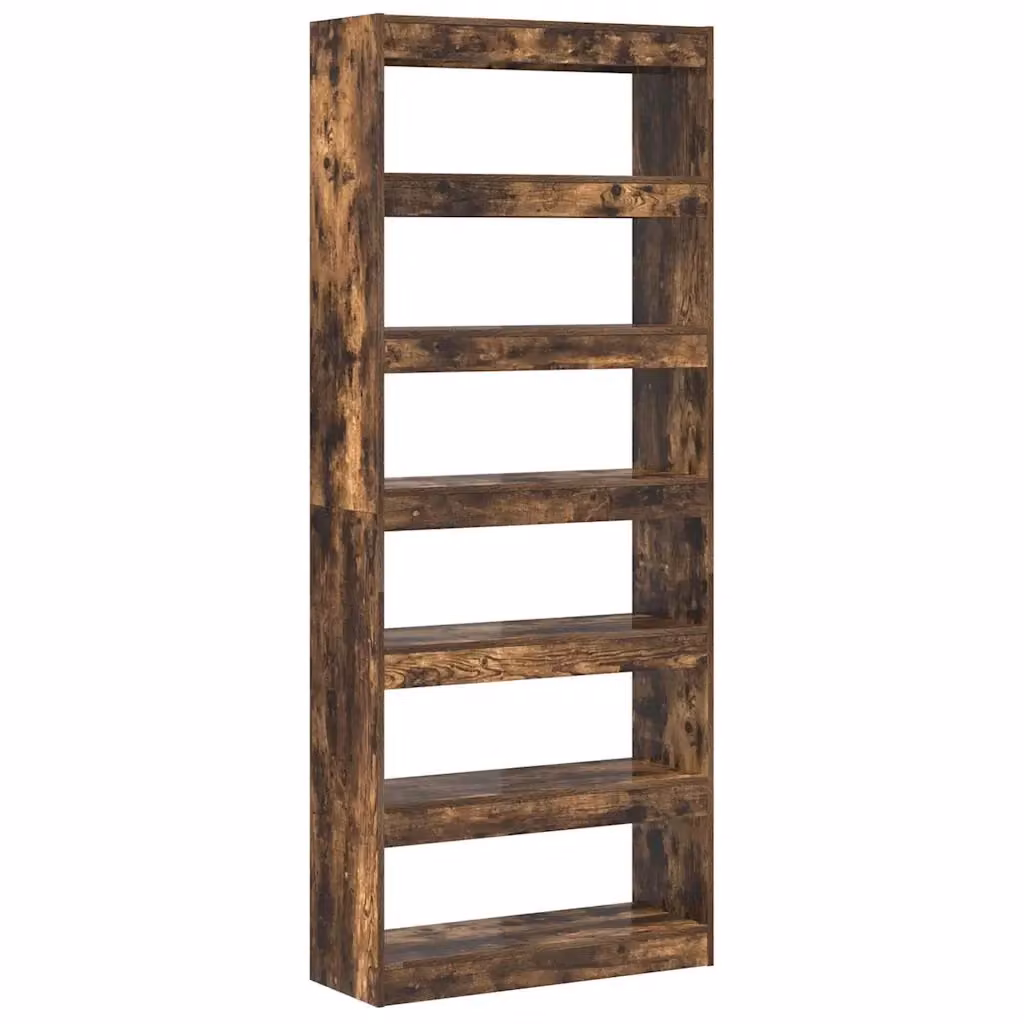 Libreria moderna vidaXL con 6 livelli in legno MDF, colore marrone, L 80 cm x P 30 cm x H 198 cm – 2