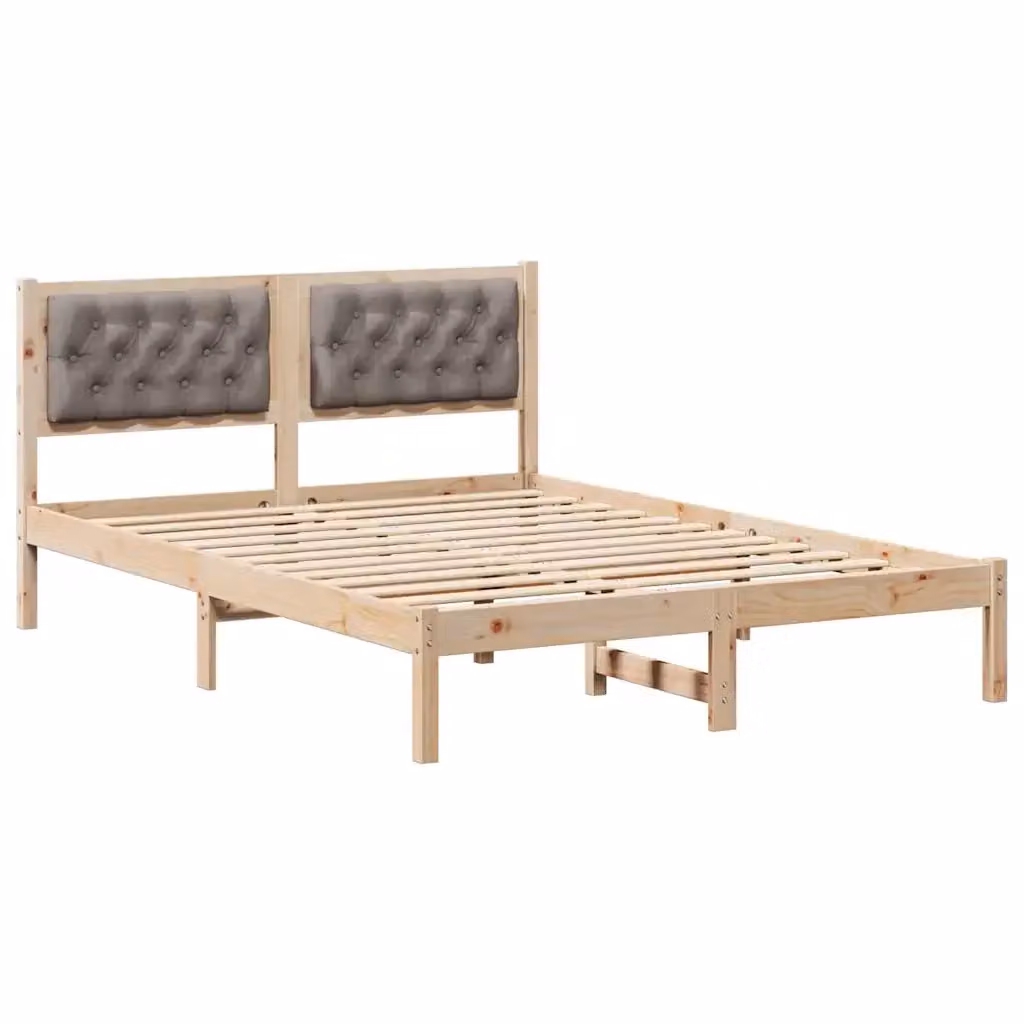 Struttura del letto Talpa vidaXL in pino massello beige e marrone L/P/H: 140 x 190 cm – 2
