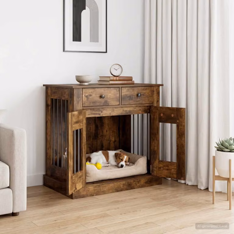 Mobile da cassa per cani vidaXL in Rovere Fumo, L: 80 cm, P: 47,5 cm, H: 80 cm